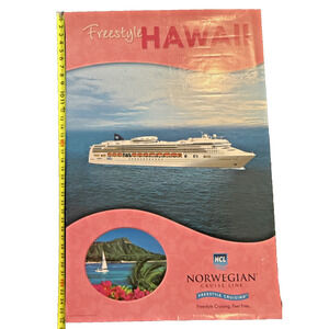 Vintage Hawaii Travel Poster Norwegian Star Cruise Line NCL Ocean Liner Boat